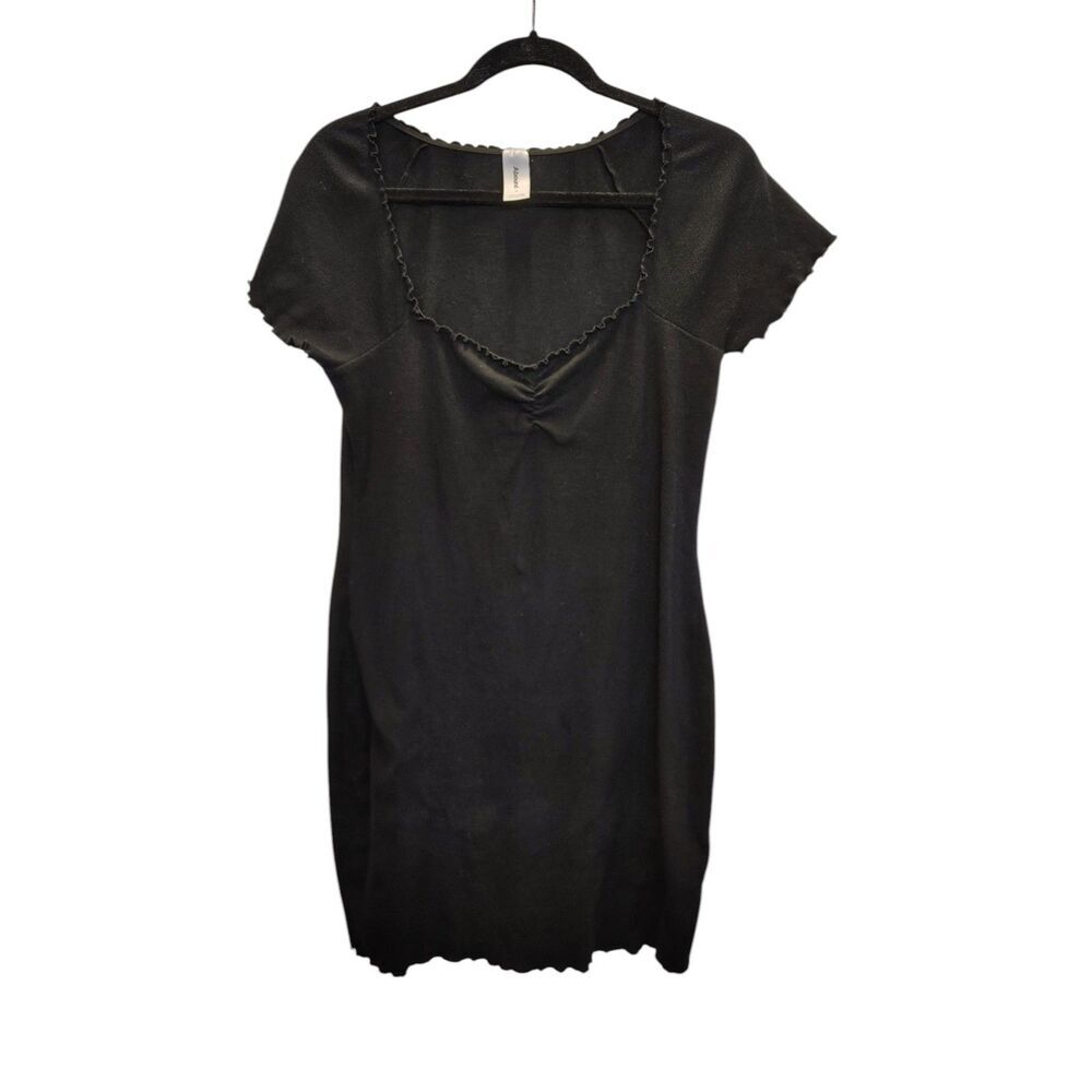Abound Black ribbed texture Black crew neck dress